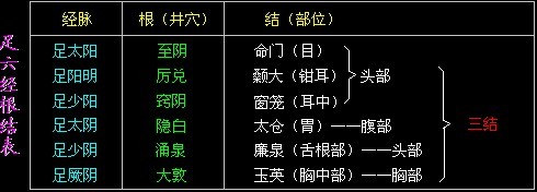 足六經(jīng)根結(jié)表